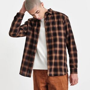 WAX LONDON OZ Shirt Berkley Plaid Button Down Top Shirt Brown Size Small